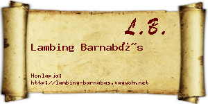 Lambing Barnabás névjegykártya